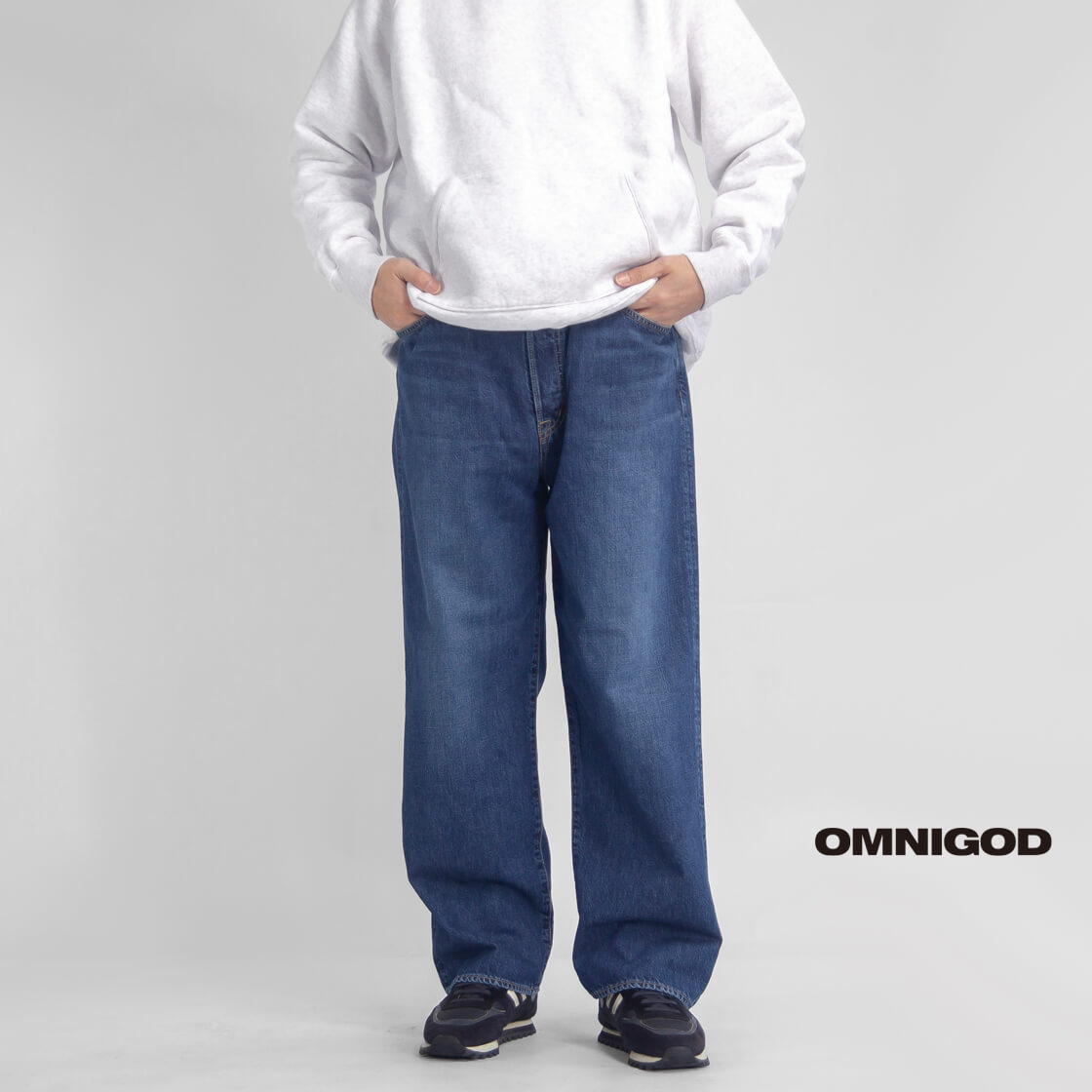 OMNIGOD オムニゴッド 10ozデニム 5Pイージーデニムパンツ ユーズド加工 日本製 メンズ