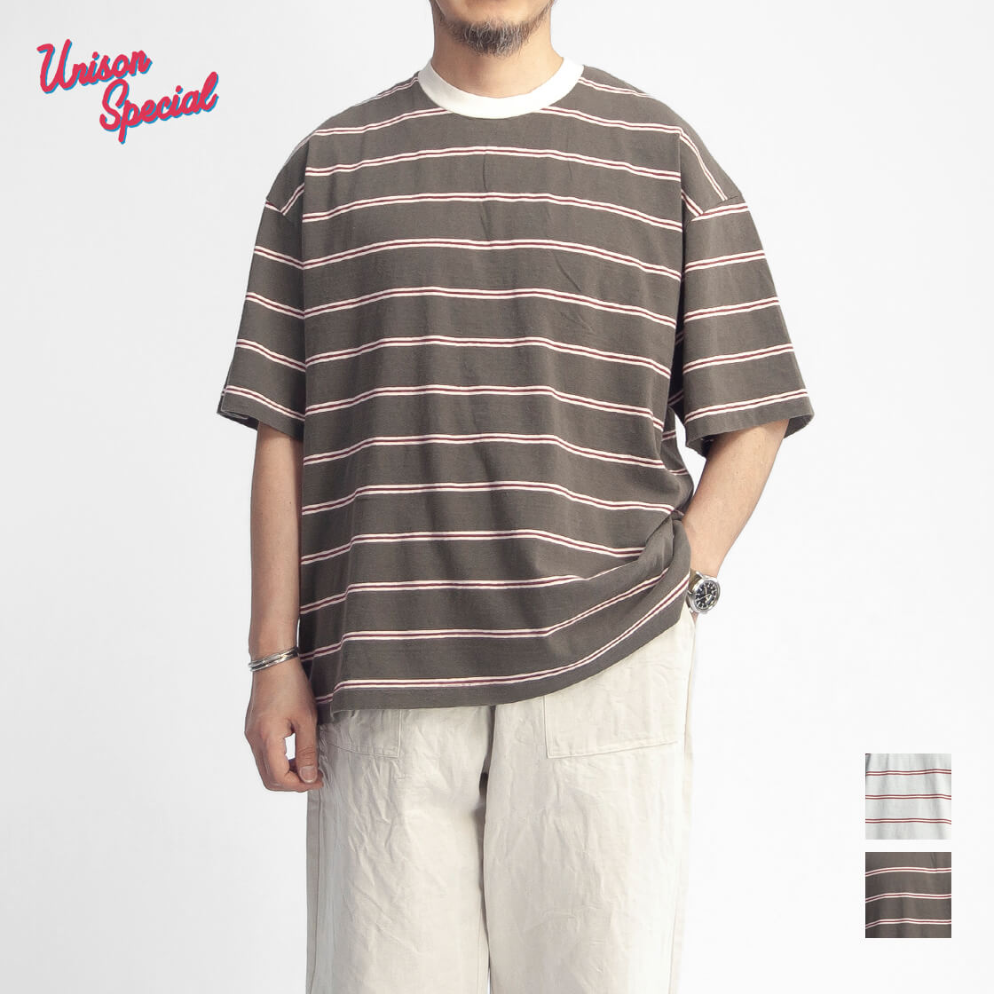 Unison Special ユニゾンスペシャル 79s ジャイアントマルチボーダー Tシャツ 日本製 メンズ