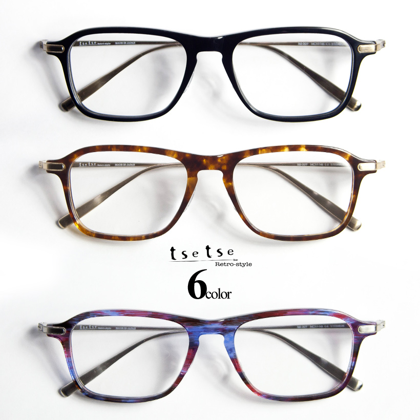 tsetse ツェツェ 日本製 パリ型 変形ウェリントンメガネ コンビ 度付き 伊達