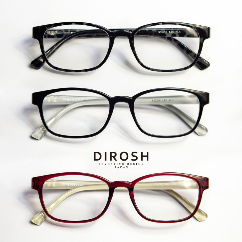 DIROSH ディロッシュ ウェリントン スクエア 軽量 メガネ 度付き 伊達メガネ