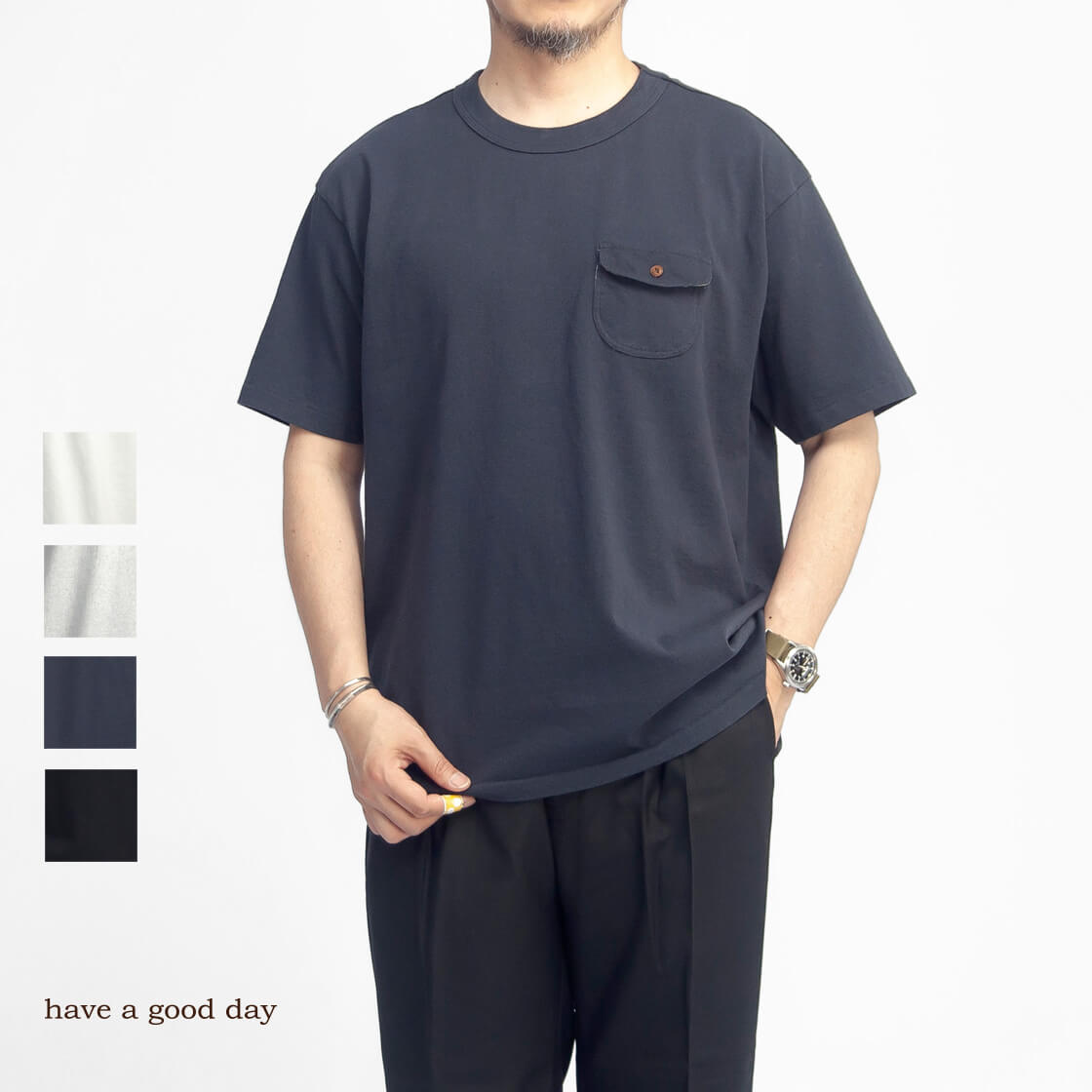 have a good day ハブアグッドデイ BD天竺 コインポケット Tシャツ 日本製 メンズ