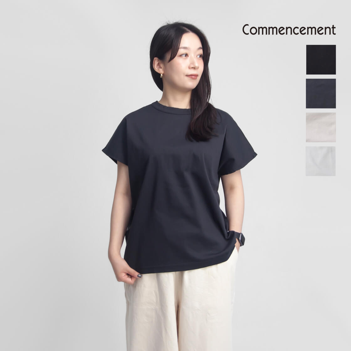 COMMENCEMENT コメンスメント ノースリーブ Tシャツ カットソー 日本製 C-084 レディース