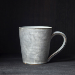 小石原焼　森山實山窯 飛び鉋マグカップ グレー 陶器 コップ コーヒーカップ かわいい おしゃれ