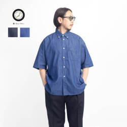 Upscape Audience オーディエンス 6オンスデニム Aラインボクシーボタンダウン半袖シャツ 日本製 メンズ