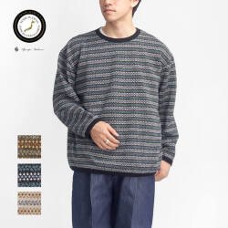 Upscape Audience オーディエンス ジャズネップ ジャカード クルーネック マルチボーダー ニットソー ロンT 日本製 メンズ