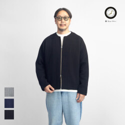 Upscape Audience オーディエンス ストレッチストライプ中綿キルト ノーカラージップアップジャケット 日本製 メンズ