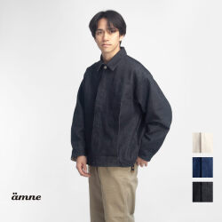 amne アンヌ プレウォッシュデニム プリーツブルゾン 日本製 メンズ