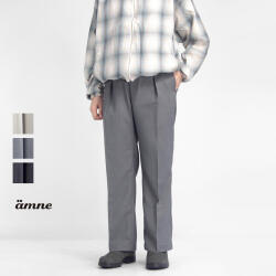 amne アンヌ ヘリンボーン ギャバジン イールスラックス ワンタックイージーパンツ 日本製 メンズ