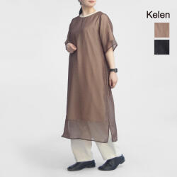 KELEN ケレン SANOP レイヤード ロングワンピース オーガンジー シアー 半袖 クルーネック レディース