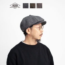 HIGHER ハイヤー ハリスツイード ウールヘリンボーン キャスケット ハンチング 帽子 日本製 メンズ レディース ユニセックス
