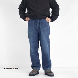 OMNIGOD オムニゴッド ペイント＆エイジング加工 11オンスデニム PWイージーパンツ 日本製 メンズ