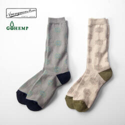 AnonymousIsm アノニマスイズム GOHEMP ゴーヘンプ 麻の葉パターン クルーソックス リネン 日本製 靴下 メンズ