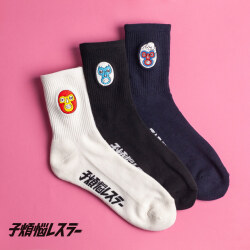 子煩悩レスラー マムレスラー3Pソックス クォーターソックス 3足セット 靴下 親子コーデ 刺繍 レディース