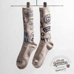 GOHEMP ゴーヘンプ AnonymousIsm アノニマスイズム NOARMY 総柄 ヘンプコットン リブクルーソックス 日本製 靴下 メンズ