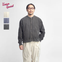 Unison Special ユニゾンスペシャル ピグメント裏毛 クルーネック ZIPスウェット カーディガン 日本製 メンズ