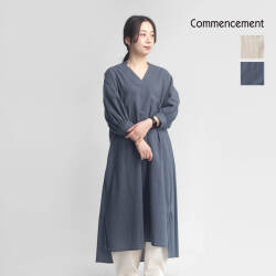 COMMENCEMENT コメンスメント スキッパー ワンピース コットン 日本製 C-255 レディース