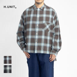 H.UNIT エイチユニット インディゴ オンブレチェック シャツ 厚手 日本製 メンズ