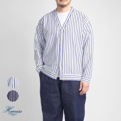 Harriss ハリス スーピマポンチ ストライプカーディガン 日本製 メンズ