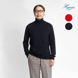 Harriss ハリス エクストラファインメリノウール ホールガーメント ハイゲージタートルネックニット 日本製 メンズ