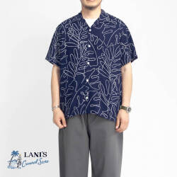 LANI’S General Store ラニーズジェネラルストア リーフ総柄 レーヨン アロハシャツ メンズ