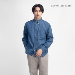 MANUAL ALPHABET マニュアルアルファベット デニムシャツ NAVY Bulging Fit ボタンダウン ルーズフィット 日本製 メンズ