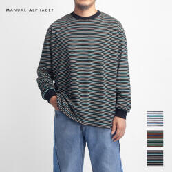 MANUAL ALPHABET マニュアルアルファベット マルチボーダー ワイド長袖Tシャツ ロンT 日本製 メンズ