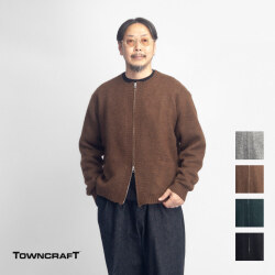 TOWNCRAFT タウンクラフト ウールモヘヤ シャギーニット ジップアップ カーディガン メンズ