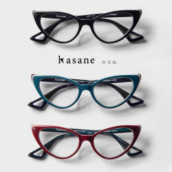 Kasane かさね 着物に合うメガネ フォックスフレーム 新月 天鵞絨 柘榴 紅豹 メガネ 度付き 伊達 レディース