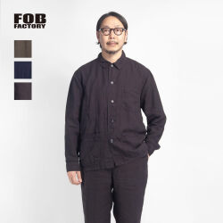 FOB FACTORY FOBファクトリー 麻100％ ヘンプ カバーオール シャツジャケット セットアップ対応 日本製 メンズ
