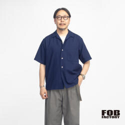 FOB FACTORY FOBファクトリー F3512 インディゴ刺し子 半袖 オープンカラーシャツ 日本製 メンズ