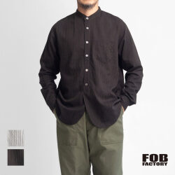 FOB FACTORY FOBファクトリー ヴィンテージストライプ バンドカラーシャツ F3511 日本製 メンズ