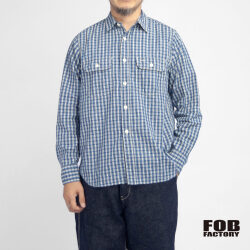 FOB FACTORY FOBファクトリー F3516 インディゴチェック ワークシャツ 日本製 メンズ