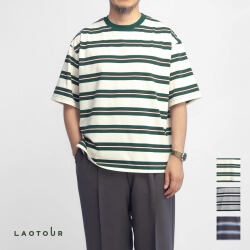 LAOTOUR ロートル マルチボーダー ワイド Tシャツ メンズ