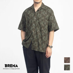 BRENA ブレナ BLAZE リネンコットン ペイズリー オープンカラー 半袖シャツ 開襟 日本製 メンズ