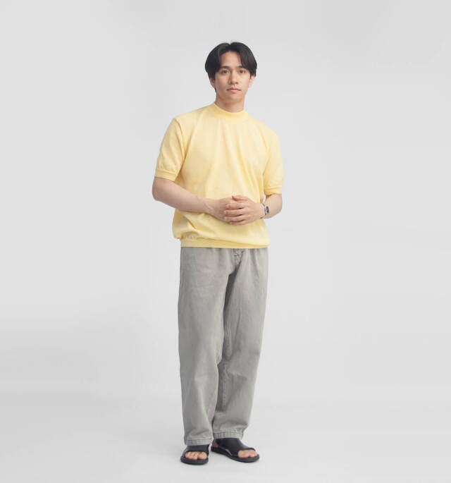 Soglia ソリア リネン混 ジョーゼット モックネックニットTシャツ 日本