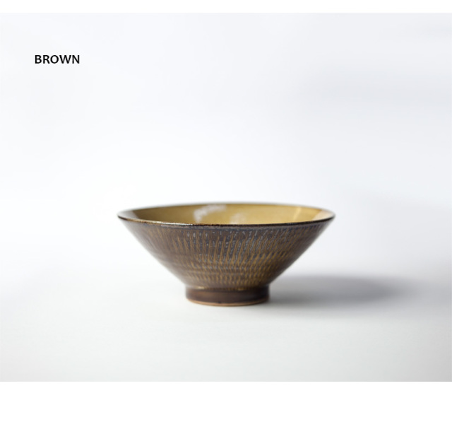 雅翠の茶碗（ひび釉） 小石原焼 森山實山窯 飛び鉋 茶碗 ブラウン 陶器 かわいい おしゃれ