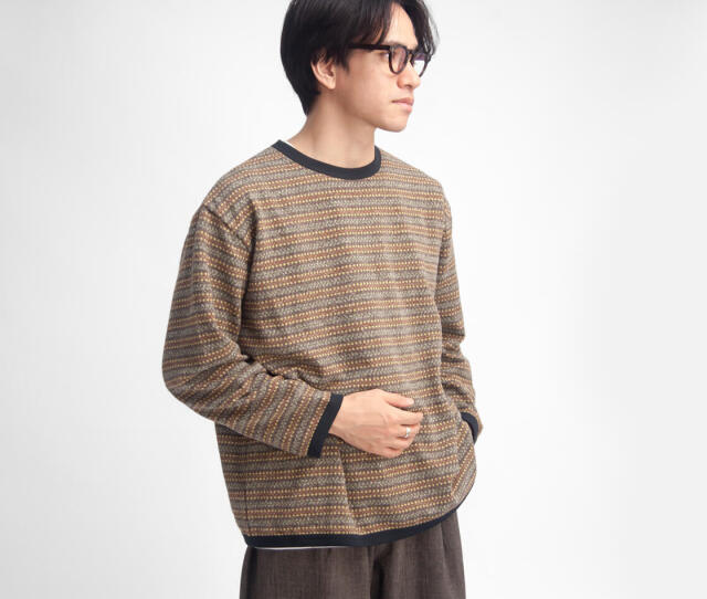 ①ジャズネップアランニット Upscape Audience オーディエンス ジャズネップ ジャカード クルー