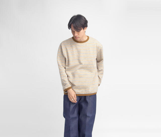 ①ジャズネップアランニット Upscape Audience オーディエンス ジャズネップ ジャカード クルー