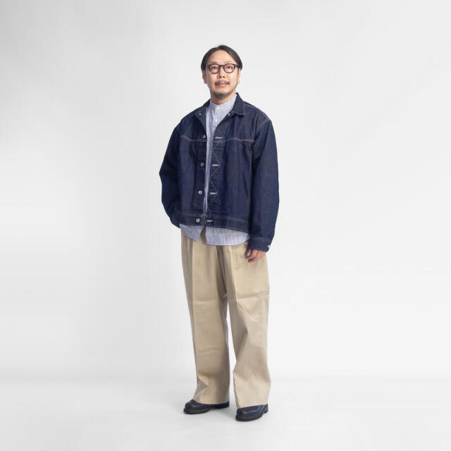 amne アンヌ プレウォッシュデニム プリーツブルゾン 日本製 メンズ