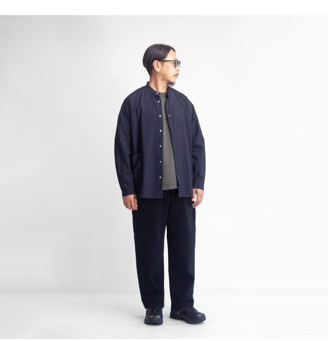 新品未使用　タグ付き　amne/park shirt ナイロン　サイズ2 amne アンヌ ナイロン パークシャツ バンドカラー 日本製 メンズ