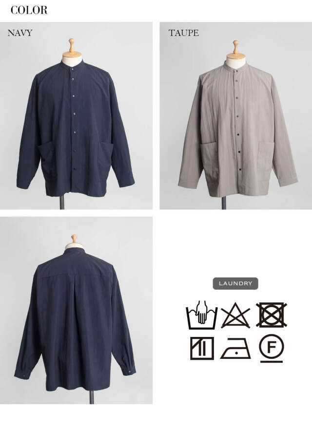 新品未使用　タグ付き　amne/park shirt ナイロン　サイズ2 amne アンヌ ナイロン パークシャツ バンドカラー 日本製 メンズ