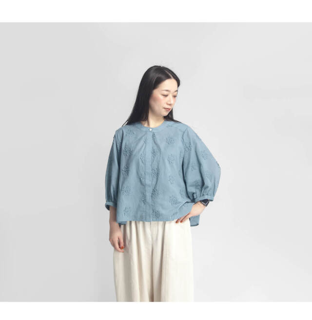 KELEN（ケレン） LEA フラワーレース デザイン ブラウス / レディース トップス シャツ 7分袖 ノーカラー Kelen ブラウス シャツ 「KELEN / ケレン」 フラワーレース