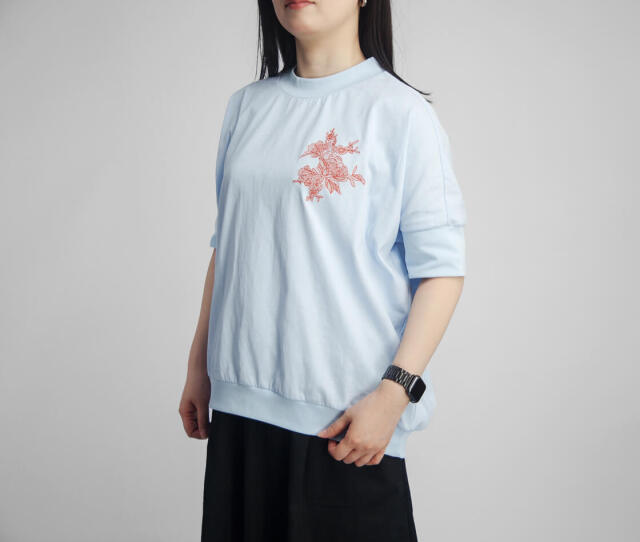 KELEN ケレン GIA フラワーモチーフ 刺繍 Tシャツ モックネック レディース
