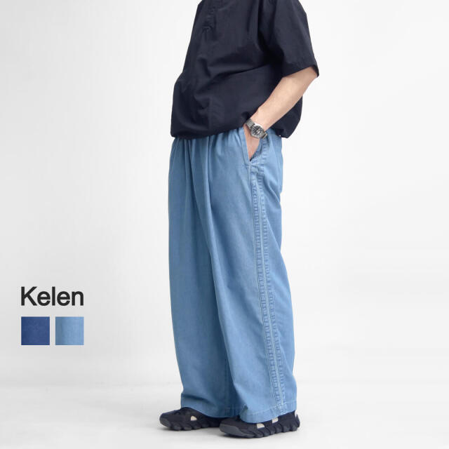 KELEN ケレン FLORA サイドライン イージーワイドデニムパンツ メンズ