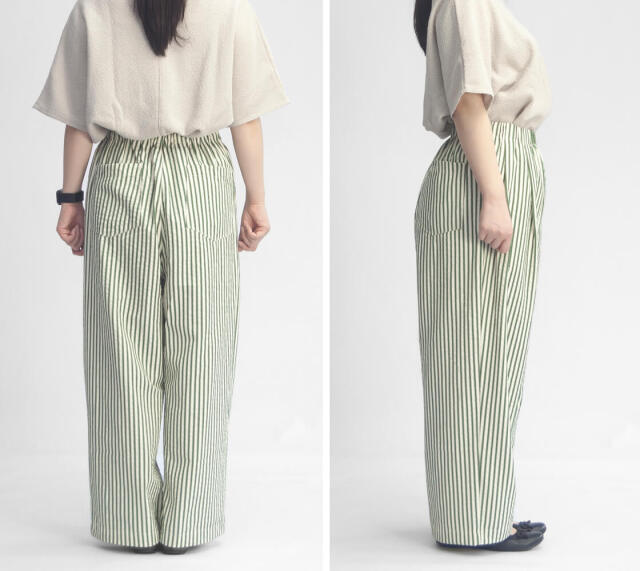 KELEN ケレン STRIPE GRAY ストライプ ワイド ストレート 2タック