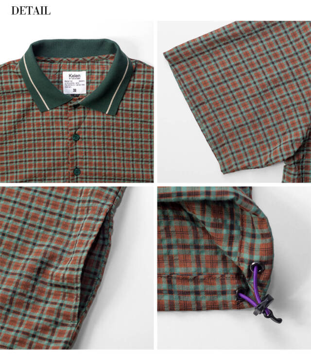 lwood チェック柄ポロシャツ KELEN ケレン JAFAR ライン襟 チェックポロシャツ メンズ
