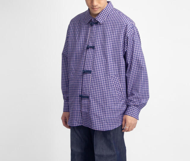 KELEN ケレン BRETON チャイナボタン チェックシャツ メンズ
