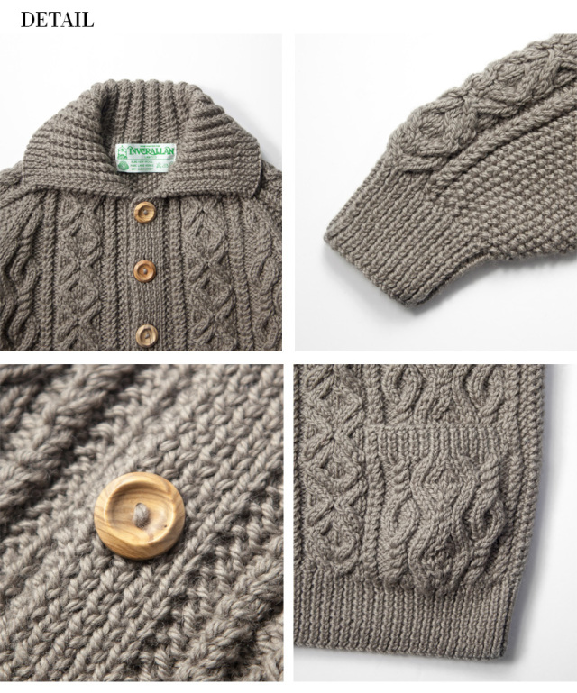 INVERALLAN インバーアラン 3A ARAN ハンドニットウールカーディガン  