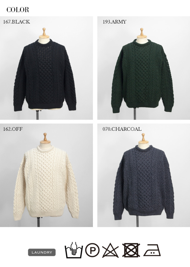 アランウーレンミルズ aran 鳴り響い WOOLLEN MILLS クルーネック 
