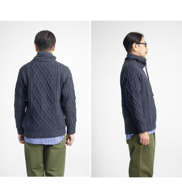 アランウーレンミルズ　ケーブルニット　ネイビー ARAN WOOLLEN MILLS（アランウーレンミルズ） TraditionalAranSweater